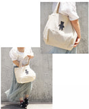 hoshinooto/くまちゃんリネントートバッグ　［名入れ可］