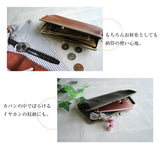 ジーンズ（栃木レザー）/がま口 ポーチ（L)　selectシリーズ